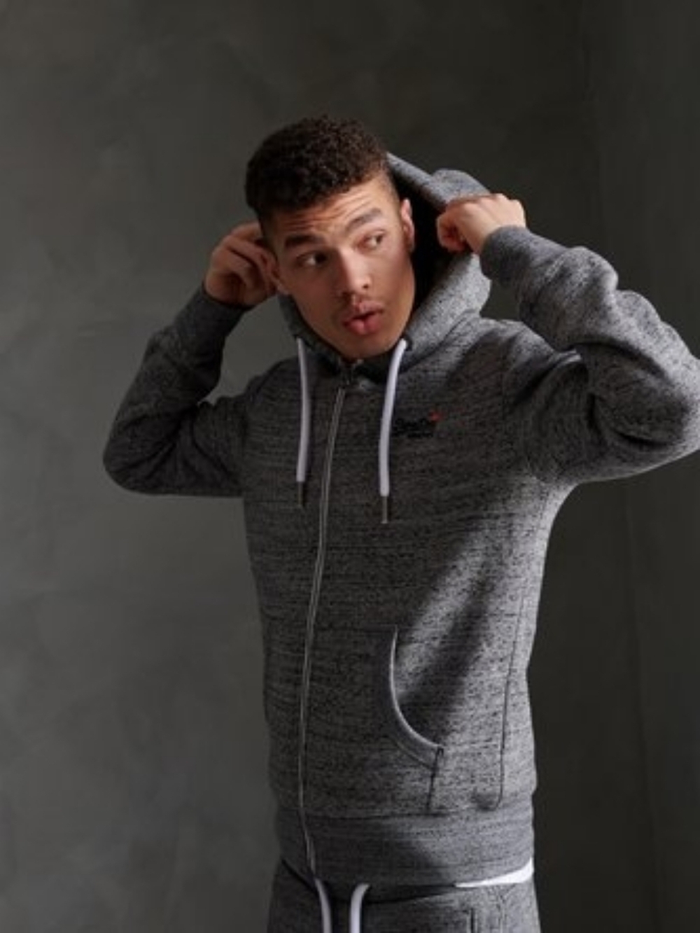 Superdry Men's Dark Gray Full-Zip Sweater Jacket, Size Medium